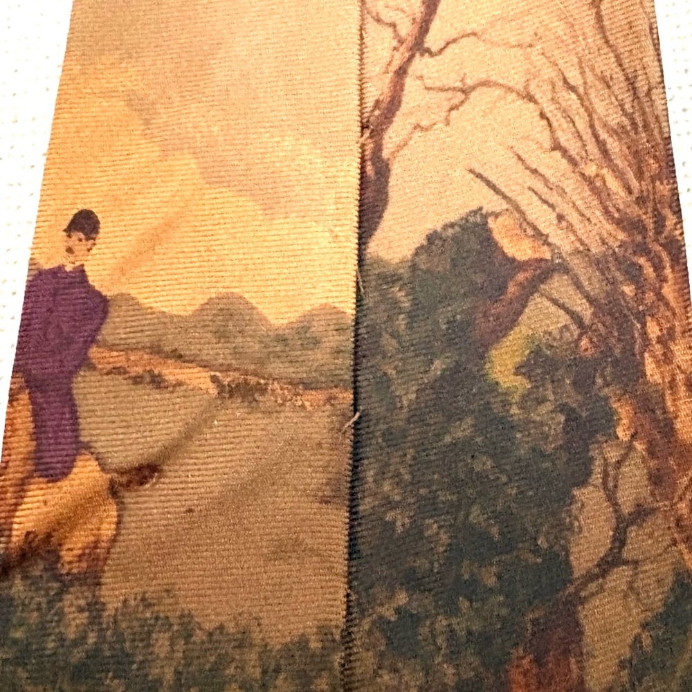 Ralph Lauren Vintage Fox Hunt Scene Silk Tie Made in USA - Picture 7 of 7